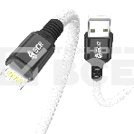 Кабель GCR PREMIUM 1.2m для iPhone, iPad, Air, AM/Lightning, MFI, белый нейлон, AL case черный, 28/24 AWG, GCR-53447, фото2