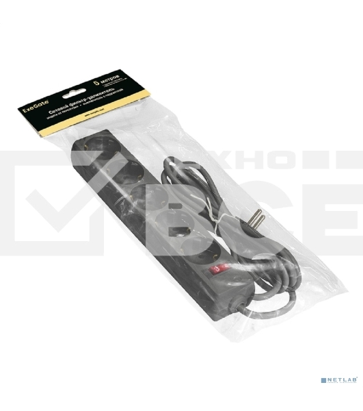Сетевой фильтр ExeGate EX221188RUS SP-5-5B (5 розеток, 5м, евровилка, черный)