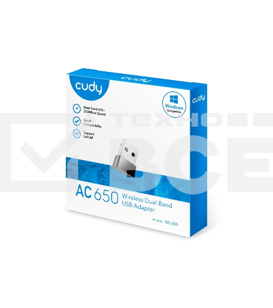 Сетевой адаптер Wi-Fi Cudy WU650 AC650 USB 2.0 (ант.внутр.) 1ант.