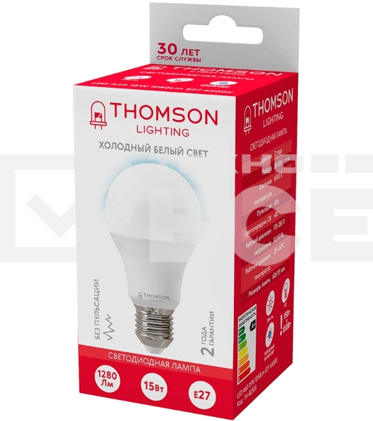 Лампа светодиодная Thomson TH-B2305 15Вт цок.:E27 груша 220B 6500K св.свеч.бел.хол. A60 (упак.:1шт)