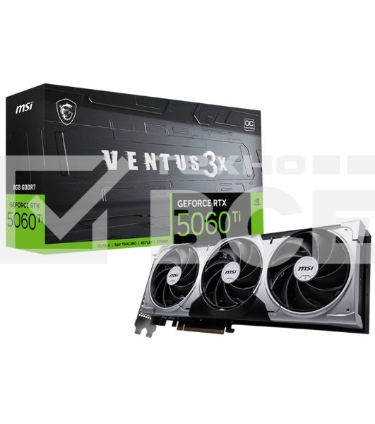Видеокарта MSI PCI-E 5.0 RTX 5060 Ti 8G VENTUS 3X OC NVIDIA GeForce RTX 5060TI 8Gb 128bit GDDR7 2602/28000 HDMIx1 DPx3 HDCP Ret