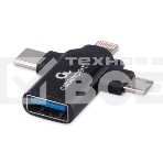 Переходник USB3.1 Cablexpert A-USB3.1-AF-3in1, AF/Type-C(M)+MicroUSB(M)+Lightning(M), с поддержкой OTG, черный, пакет, фото6