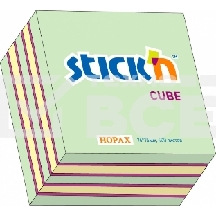Блок самоклеящийся бумажный Stick`n 21341 76x76мм 400лист. 70г/м2 неон+пастель 3цв.в упак.