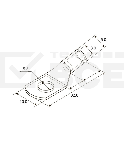 Наконечник Rexant ТМЛ 4–5–3 (4 мм² - Ø 5 мм) ГОСТ 7386-80 (в упак. 10 шт.)