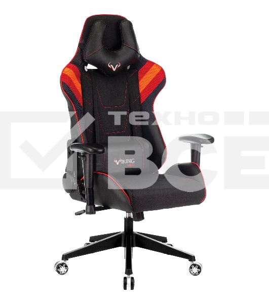 Кресло игровое Бюрократ VIKING 4 AERO RED две подушки черный/красный искусст.кожа/ткань