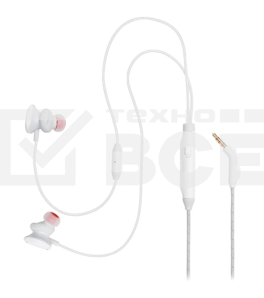 Наушники JBL Quantum 50  (накладные), белый Сопротивление 16 Ом, силиконовые вкладыши трех размеров, вес 21.5г, цвет белый