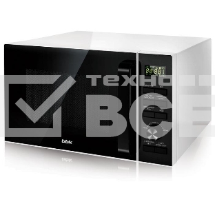 Микроволновая печь BBK 25MWS-970T/WB белый, 25 л, 900 Вт, поворотный механизм/кнопки