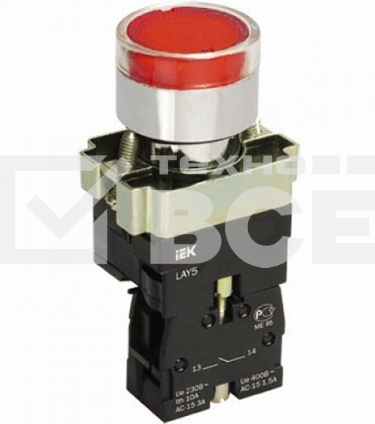 Кнопка LAY5-BW3461 с подсв. красн. 1з ИЭК BBT50-BW-K04