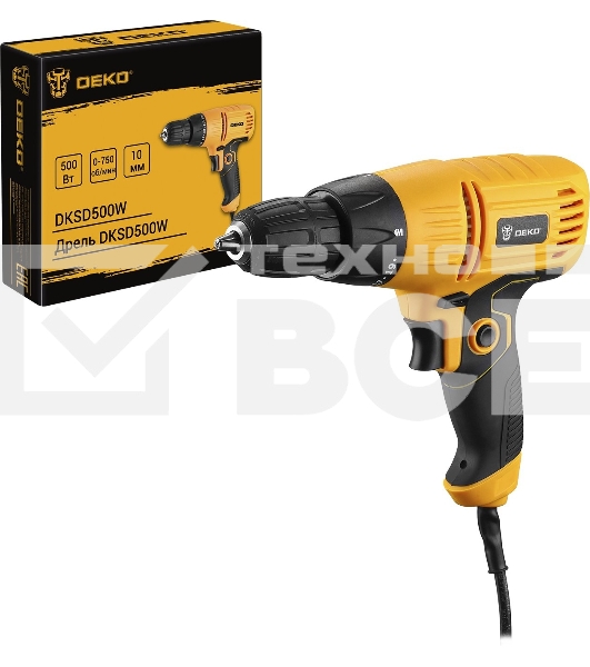Дрель-шуруповерт Deko DKSD500W, 500Вт, сетевая