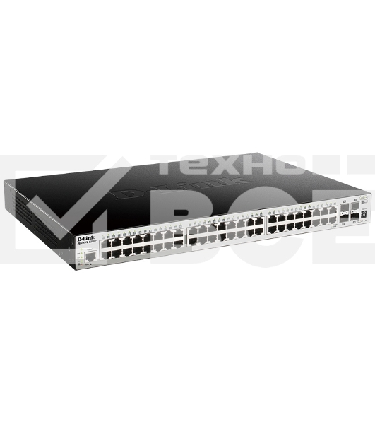 Управляемый стекируемый коммутатор D-Link DGS-1510-52XMP/A1A PROJ SmartPro уровня 2+ с 48 портами 10/100/1000Base-T и 4 портами 10GBase-X SFP