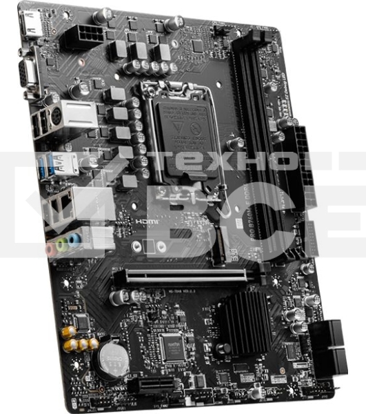 Материнская плата MSI PRO B760M-E DDR4, LGA 1700, Intel B760, 2xDDR4, 4xSATA, 1xM.2, 1xPCIe 4.0 x16, 1xPCIe 4.0 x1, 1xHDMI, 1xVGA, 1x1Gb LAN, 2xUSB-A 3.2 Gen 1, 4xUSB-A 2.0, 3x3.5 мм, 7.1, mATX
