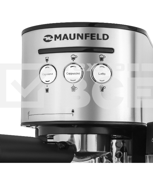 Кофеварка рожковая Maunfeld MF-720S PRO нержавеющая сталь, исп. кофе - молотый/чалды, 1.2 л, 1470 Вт, 15 Бар.