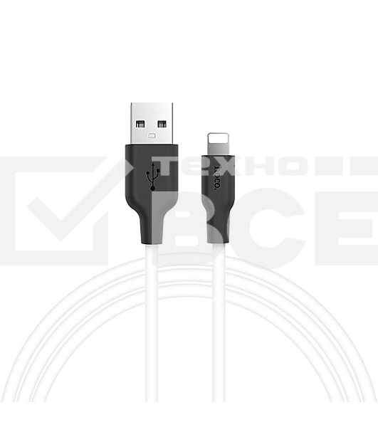 Кабель HOCO USB X21 Silicone, USB - Lightning, 2А, 1м, белый