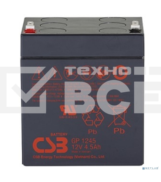 Батарея CSB GP 1245 (12V, 4.5Ah) клемма F1