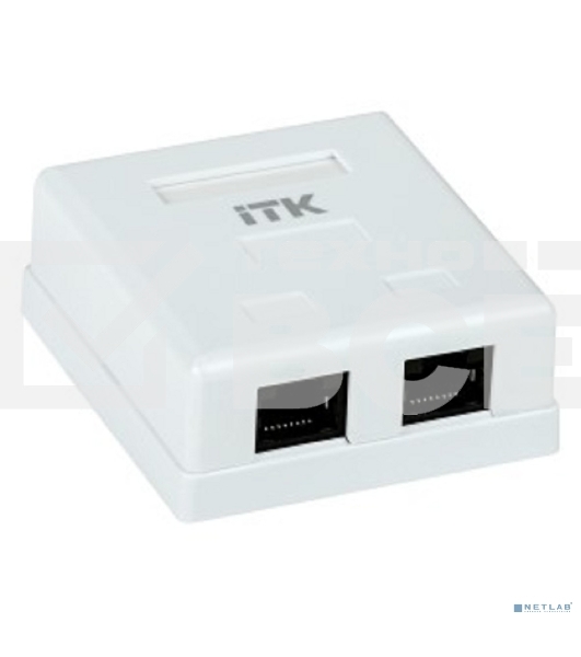 Настенная информационная розетка RJ45 8P8C, кат.5Е UTP, 2-порта, белая 
