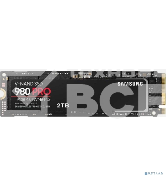 Накопитель SSD Samsung 980 PRO, 2TB, PCIe 4.0 x4, M.2 2280, NVMe, R/W 7000/5000
