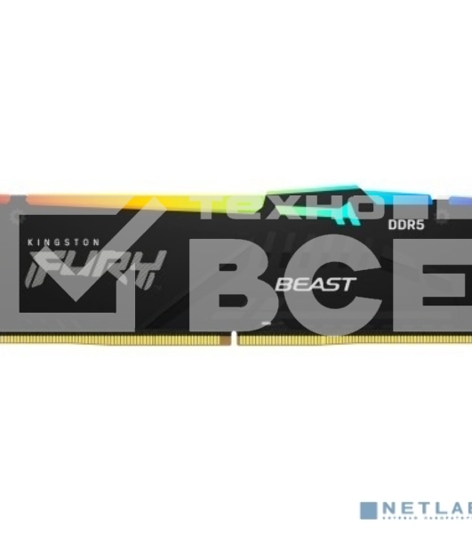 Оперативная память Kingston Fury Beast, DDR5, 32GB (2x16GB), 5200MHz, CL40, с радиаторами, RGB, черный