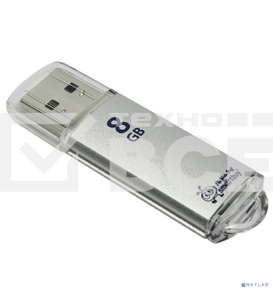 Флеш диск 8Gb USB Drive <USB2.0> Smartbuy V-Cut Silver (SB8GBVC-S)