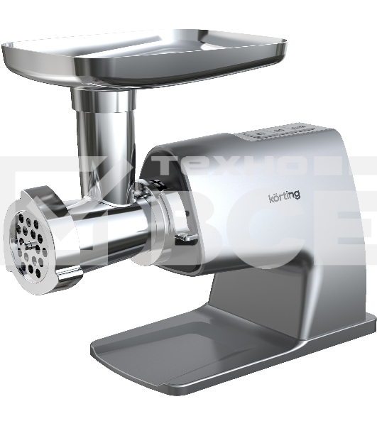 Мясорубка электрическая Korting, мощность 2500 Вт, 8 насадок, производительность 3.5 кг/мин, защита от перегрева, реверс, серебристый