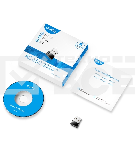 Сетевой адаптер Wi-Fi Cudy WU650 AC650 USB 2.0 (ант.внутр.) 1ант.