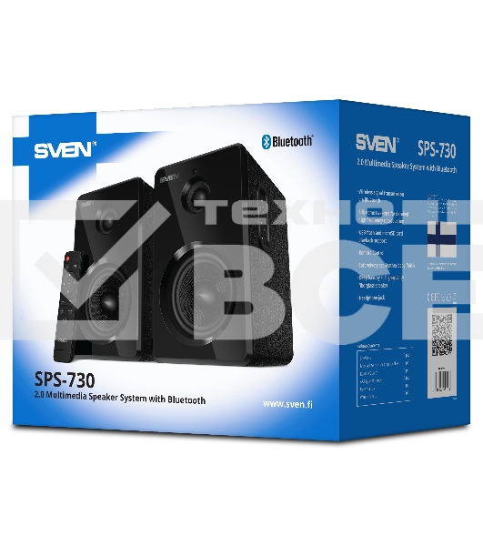 Колонки SVEN SPS-730 2.0 чёрные (2x25Вт , экокожа, USB/SD, пульт ДУ, Bluetooth)
