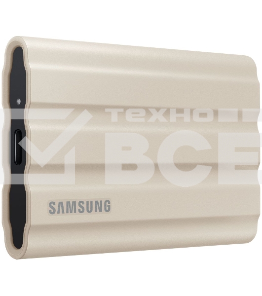 Внешние HDD и SSD/ Samsung External SSD T7 Shield, 1TB, Type C-to-C/A, USB 3.2 Gen2, R/W 1050/1000MB/s, IP65, 88x59x13mm, 98g, Beige (12 мес.)