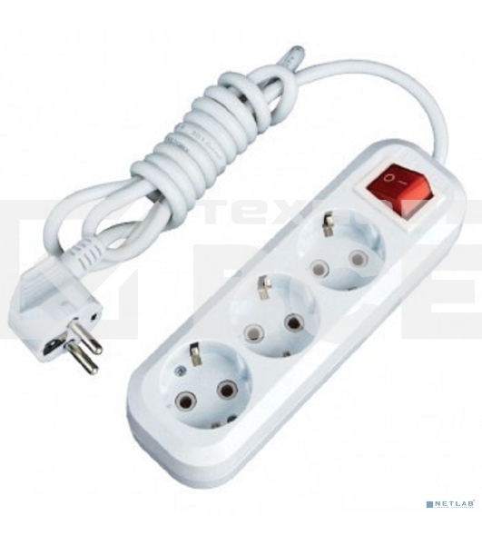 Удлинитель EKF UBA16-310-3-03i 'Эксперт' 3 гнезда 3 метра 16А/3,5 кВт с выключателем и заземлением ПВС 3х1 EKF PROxima