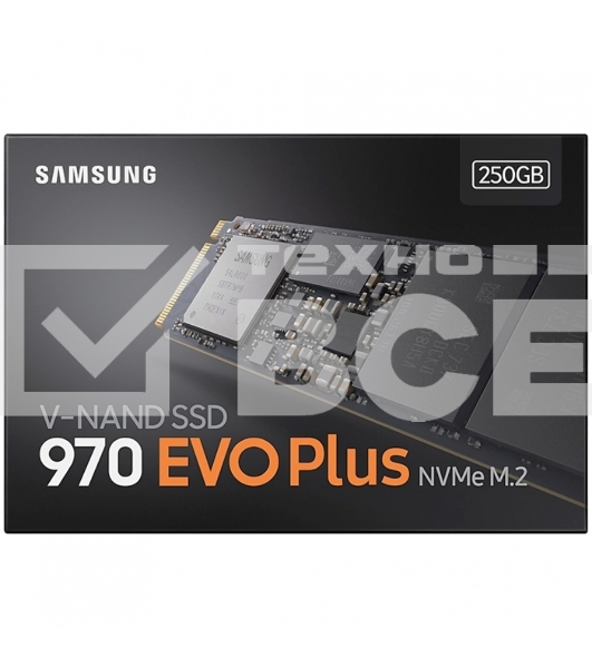 Накопитель SSD Samsung 970 EVO Plus MZ-V7S250BW, 250Gb, PCIe 3.0 x4, M.2 2280, NVMe, R/W 3500/2300