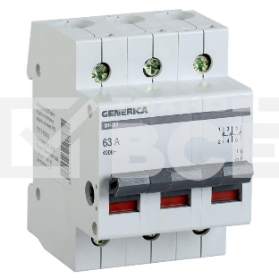 Выключатель нагрузки Iek MNV15-3-063 (мини-рубильник) ВН-32 3Р 63А GENERICA