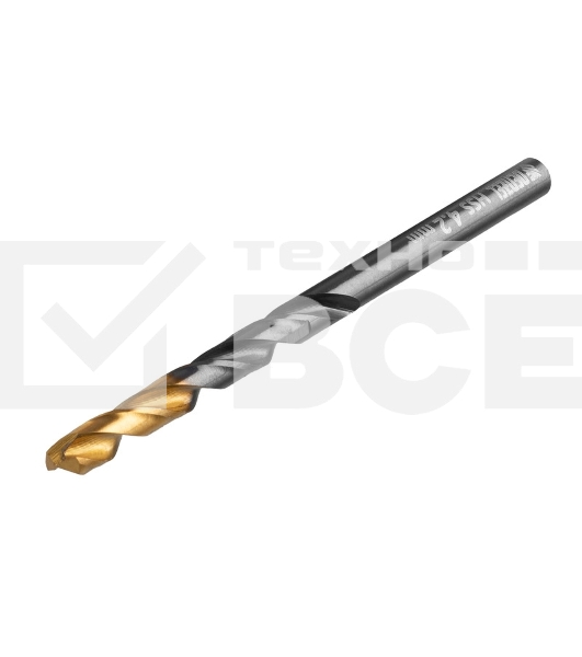 Сверло по металлу, 4,2 мм, HSS-Tin, Golden Tip, 10 шт. Denzel