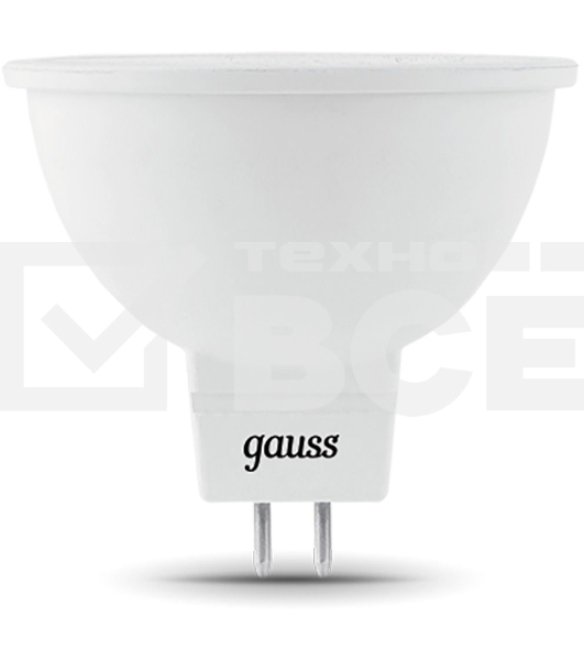Лампа светодиодная Gauss 101505305 5Вт цок.:GU5.3 рефлек. 220B 6500K св.свеч.бел.хол. (упак.:10шт)
