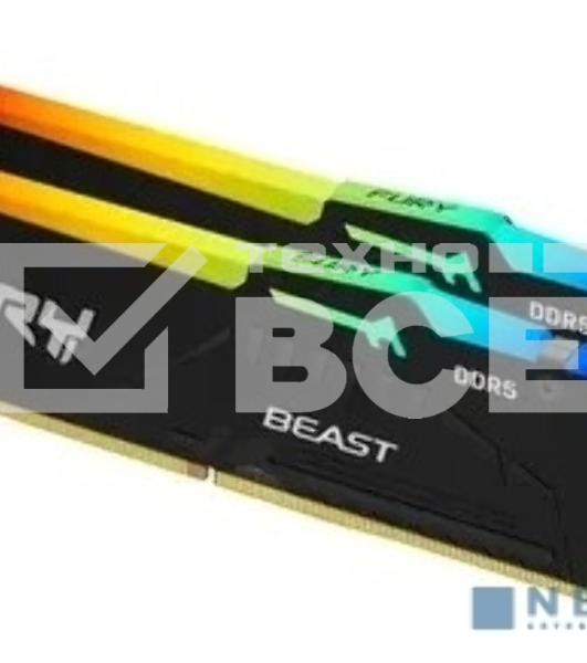 Оперативная память Kingston Fury Beast, DDR5, 32GB (2x16GB), 5200MHz, CL40, с радиаторами, RGB, черный