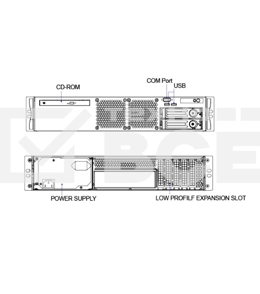 Серверный корпус 2U short chassis, 2*3.5'' swappable HDD tray, 2*3.5'' internal HDD bay