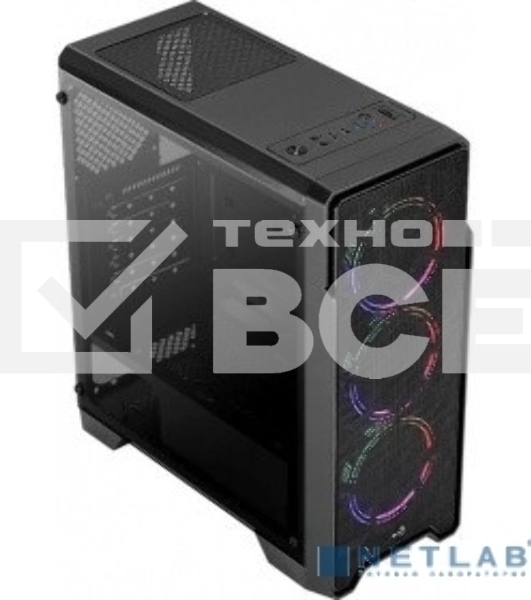 Компьютерный корпус Aerocool / Formula Ore Saturn FRGb-G-BK-v1 (2xUSB, 2xAudio, 0.5 мм,3x120 мм FAN, прозрачная стенка-закаленное стекло, ATX,