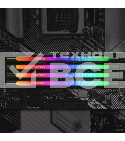 Оперативная память Patriot Viper Steel, DDR4, 16GB (2x8GB), 3200MHz, CL18, с радиатором, RGB, черный