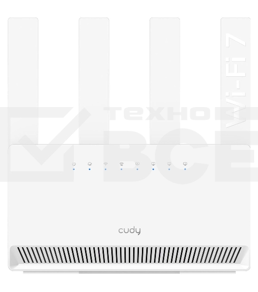Маршрутизатор Cudy BE3600 Gigabit Dual Band Wi-Fi 7 Mesh Router, Chipset Broadcom, 802.11be/ax/ac/a/b/g/n, 2882Mbps at 5GHz + 688Mbps at 2.4GHz, 4 x 10/100/1000Mbps Ports, 4 x 5dBi fixed antennas, WiFi router/AP/ Repeater/WISP Mode, PPTP/L2TP/OpenVPN/Wire