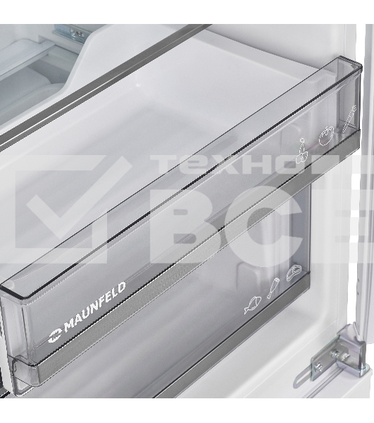 Встраиваемый холодильник Maunfeld MBF177NFFWGR Inverter белый двухкамерный 194/57 л морозилка снизу, NoFrost