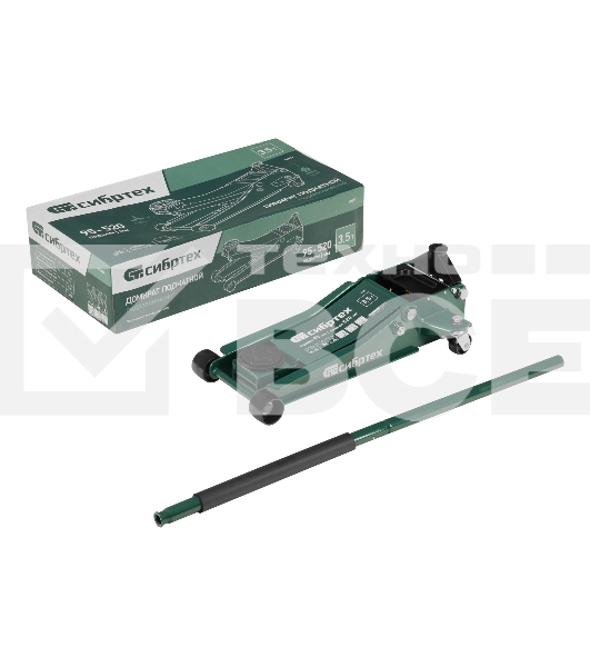 Домкрат гидравлический подкатной Сибртех, 3,5 т, 95-520 мм, быстрый подъем, низкий подхват, проф