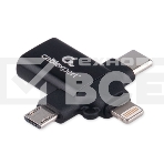 Переходник USB3.1 Cablexpert A-USB3.1-AF-3in1, AF/Type-C(M)+MicroUSB(M)+Lightning(M), с поддержкой OTG, черный, пакет, фото4