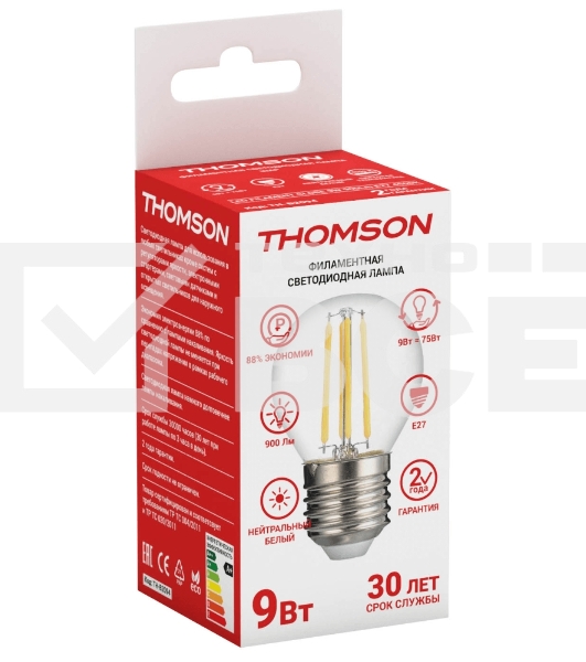 Лампа светодиодная Hiper THOMSON LED FILAMENT GLOBE 9W 900Lm E27 4500K TH-B2094