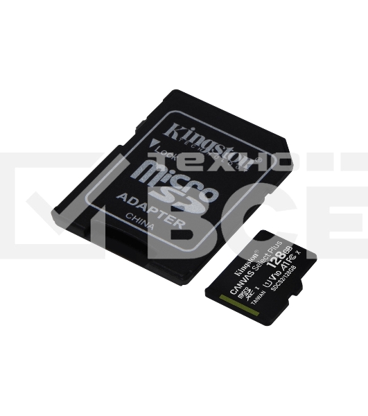 Флеш карта microSDHC 128GB microSDXC Kingston <SDCS2/128GB> Class10 UHS-I Canvas Select up to 100MB/s с адапт.
