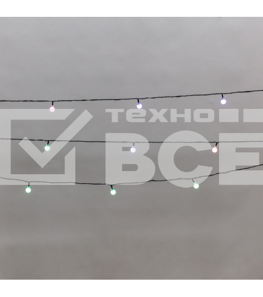 Гирлянда светодиодная Шарики 5м, 20LED, IP20, зеленый провод, свечение мульти (RG/RB), мигание, 230В NEON-NIGHT