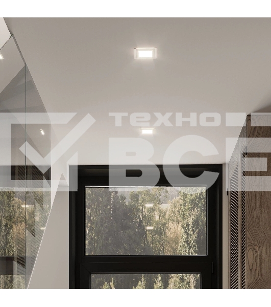 Светильник Glass кв 6W 490lm 4000K 220-240V IP20 монт Ø70х70 100*100*35 с дек стеклом LED