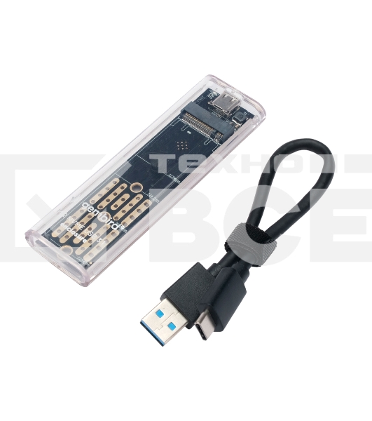 Внешний корпус Gembird EEM2-NVME-2 USB 3.1 для M2 NVME порт Type-С, пластик, прозрачный
