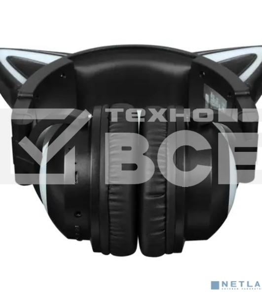 Гарнитура Party Cat mini ВТ 0052 (черно-желтый) c подсветкой, накладная, Bluetooth 5.0+EDR, 360 мА-ч, до 10 часов работы, пластик+экокожа