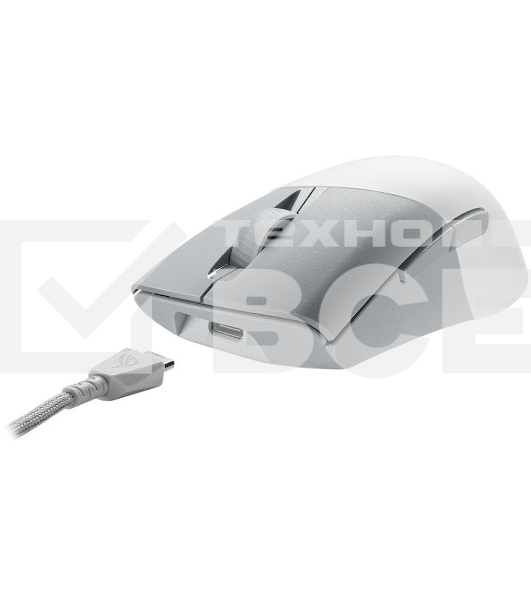Мышь беспроводная/проводная ASUS ROG Keris Wireless AimPoint белый, 36000 dpi, радиоканал, Bluetooth, USB, кнопки - 5