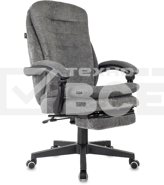 Кресло руководителя Бюрократ T-9950MSG-F Fabric серый Light-19, крестов. пластик, подст. для ног