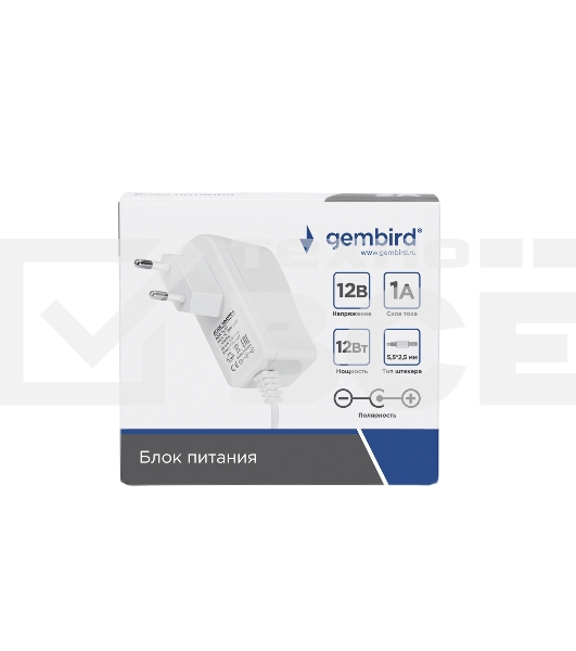 Блок питания Gembird NPA-AC41, 12В/1А, 12Вт, 1 штекер 5.5х2.5мм, белый