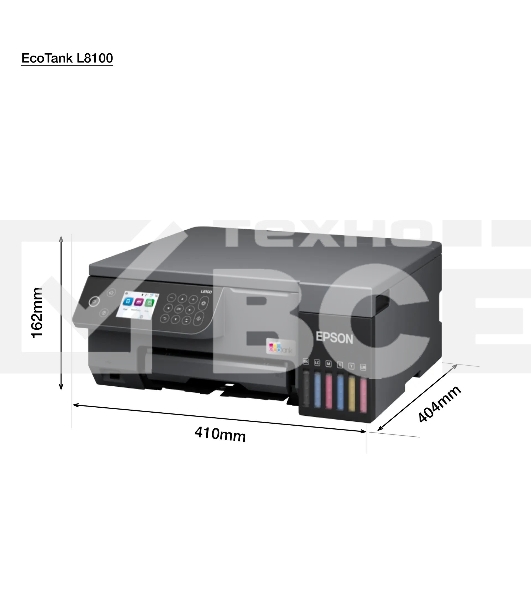 МФУ струйное Epson EcoTank L8100 (C11CK94***), A4, цветной, печ. до 8 стр/мин., 5760 x 1440 dpi (печ.), 1200x4800dpi (скан.), USB, Wi-Fi
