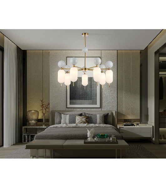 Светильник Ambrella light LH53106/7 BS/GR/FR латунь/серый/белый матовый G9*7 max 28W D800*800